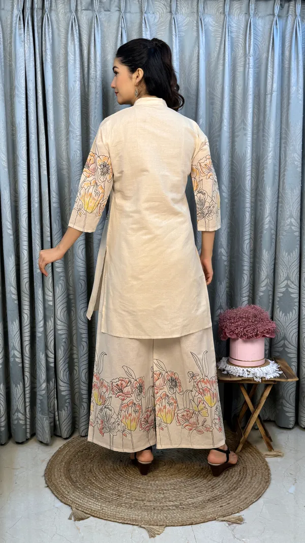 Beige_Floral_Embroidered_Cotton_Kurta_Palazzo_Set_For_Women