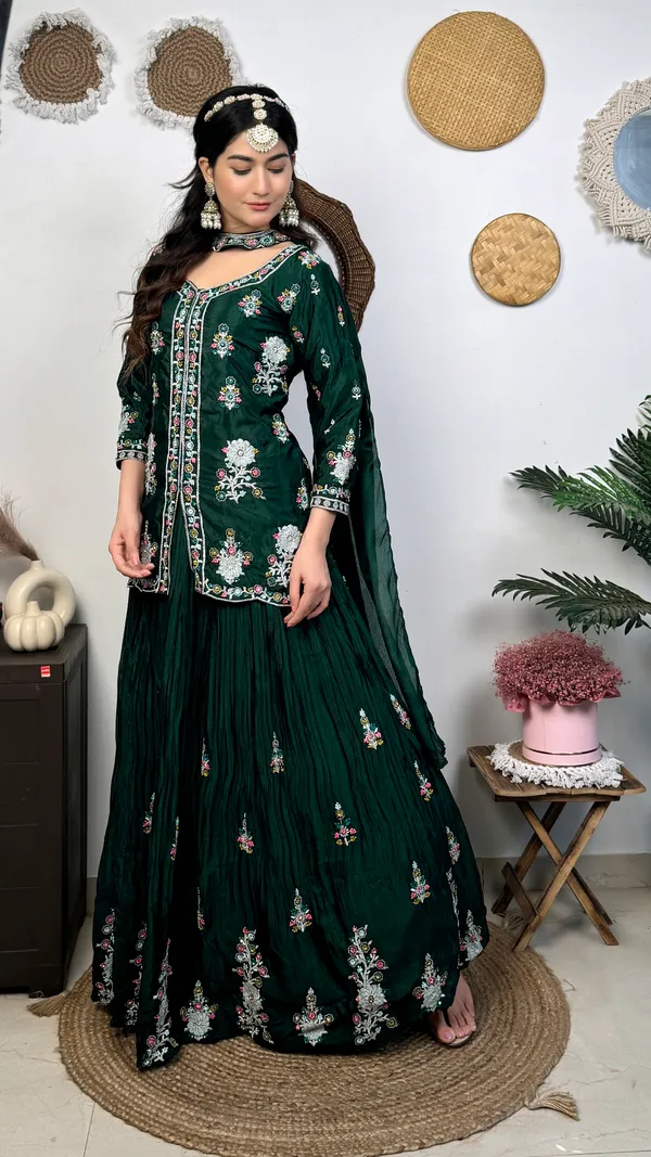 Dark_Green_Embroidered_Gharara_Suit_Set