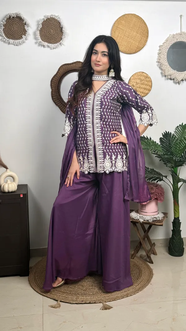 Dark_Purple_Ethnic_Embroidered_Kurta_Palazzo_Set_With_Dupatta