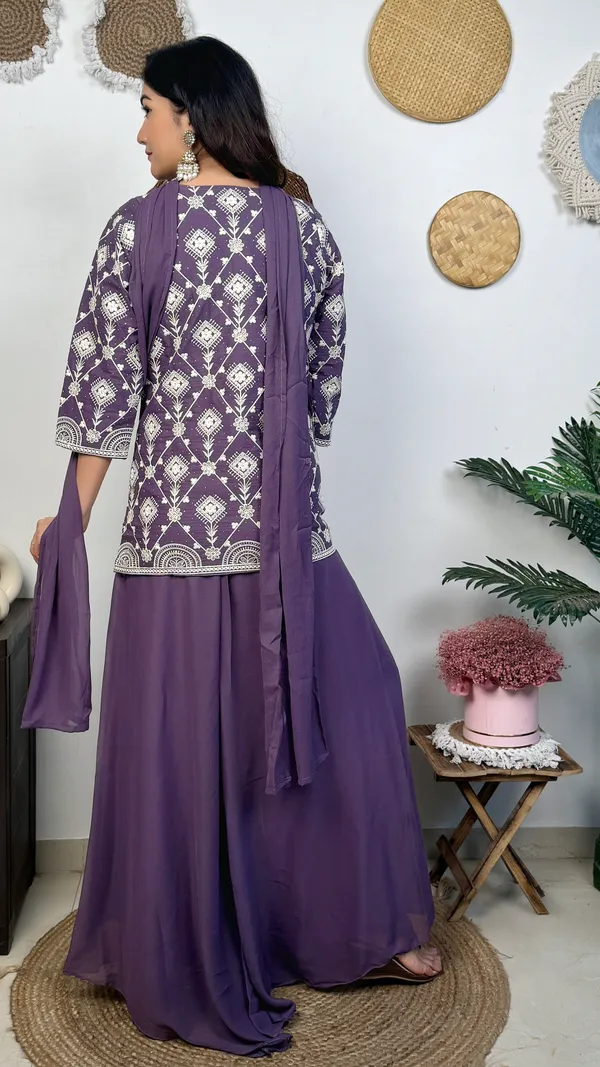 Dark_Purple_Ethnic_Printed_Kurta_Palazzo_Set_With_Dupatta