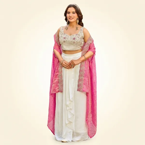 Pink_Off_White_Embellished_Dhoti_Choli_With_Pink_Jacket_Ethnic_Indian_Wedding_Wear