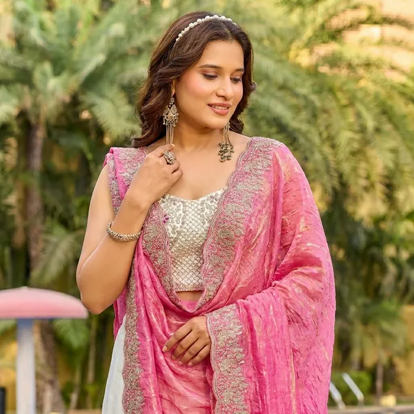 Pink_Off_White_Embellished_Dhoti_Choli_With_Pink_Jacket_Ethnic_Indian_Wedding_Wear