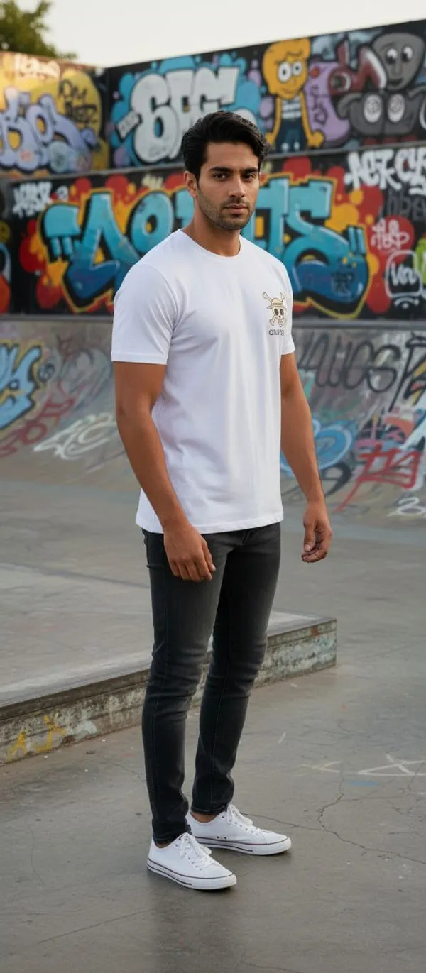 White_Cotton_Oversized_Anime_Printed_T_Shirt_For_Men