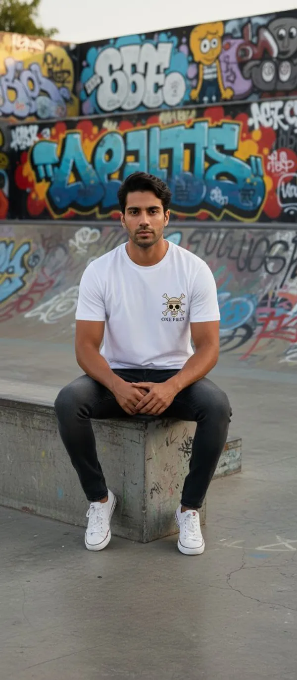 White_Cotton_Oversized_Anime_Printed_T_Shirt_For_Men