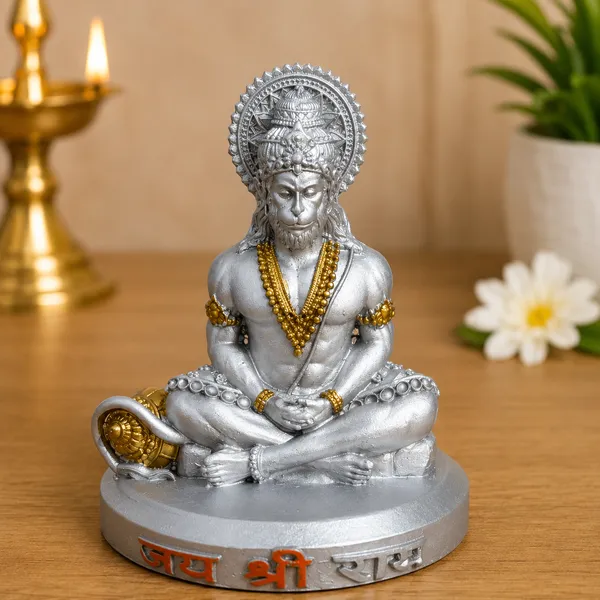 4_inch_Premium_Silver_Hanuman_Ji_Idol_for_Car_Dashboard_&_Home_Décor_|_Meditating_Bajrangbali_Murti_|_Spiritual_Gift_Item