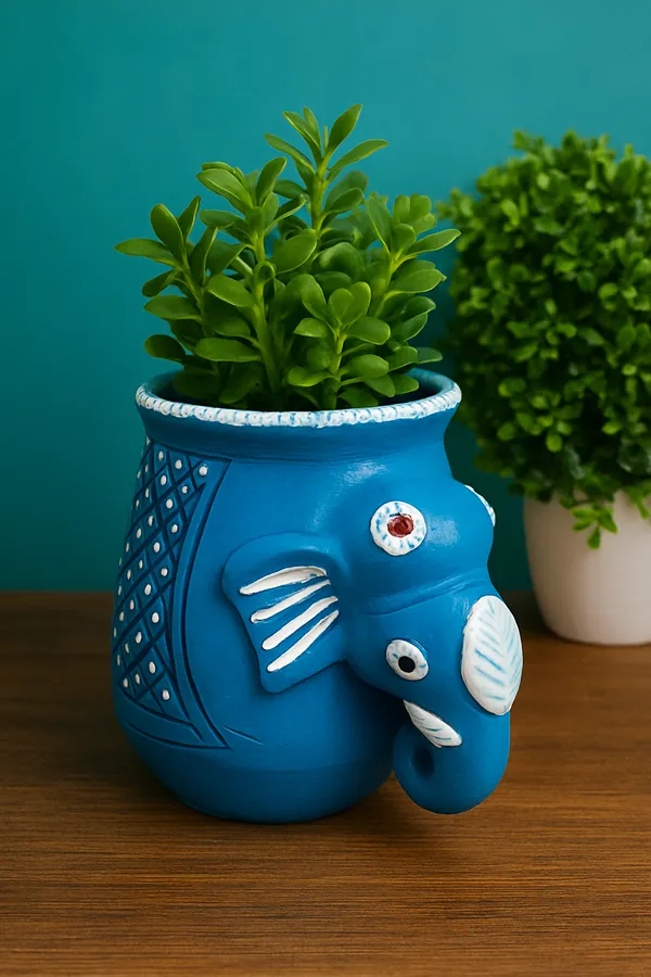 Handcrafted_Blue_Elephant_Pot_(9inch_x_5_inch)_-_Artistic_Home_Decor_Piece