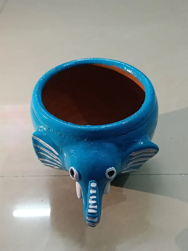 Sky_Blue_Handcrafted_Elephant_Pot_Cute_Mini_Planter_For_Succulents_Home_Decor_&_Gifting