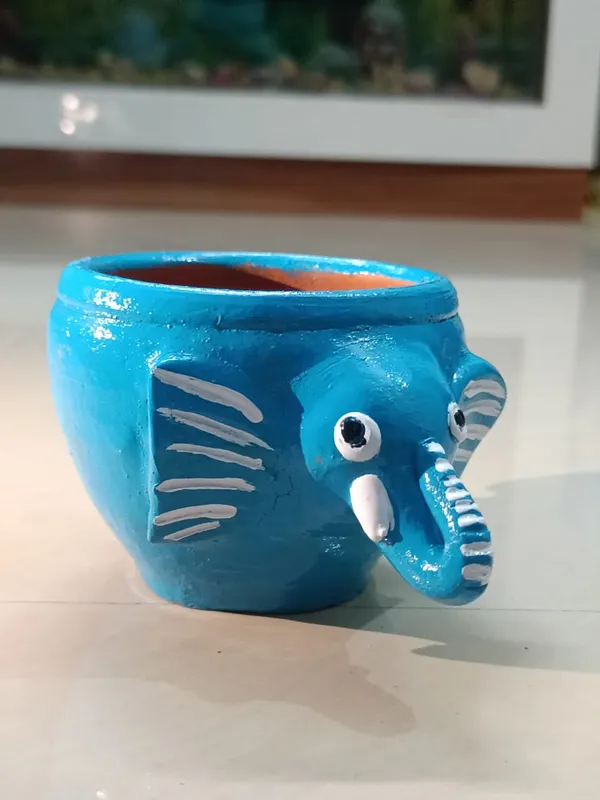 Sky_Blue_Handcrafted_Elephant_Pot_Cute_Mini_Planter_For_Succulents_Home_Decor_&_Gifting