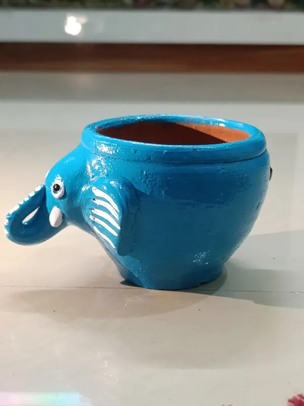Sky_Blue_Handcrafted_Elephant_Pot_Cute_Mini_Planter_For_Succulents_Home_Decor_&_Gifting
