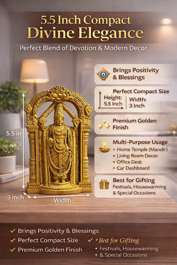 Lord_Balaji_(Tirupati_Venkateswara)_Idol_5.5_Inch_|_Premium_Golden_Finish_Decorative_Murti_for_Home_Temple,_Living_Room_&_Car_Dashboard_|_Auspicious_Gift_Item