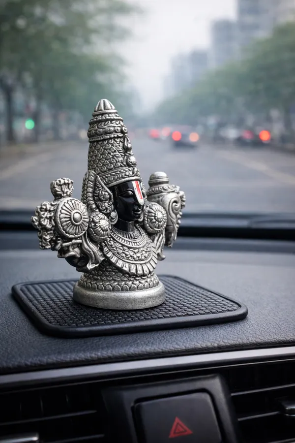 Premium_Lord_Balaji_(Tirupati)_3_inch_x_4_inch_Silver_Finish_Idol_for_Car_Dashboard_|_Venkateswara_Decorative_Murti_|_Auspicious_Car_&_Home_Decor