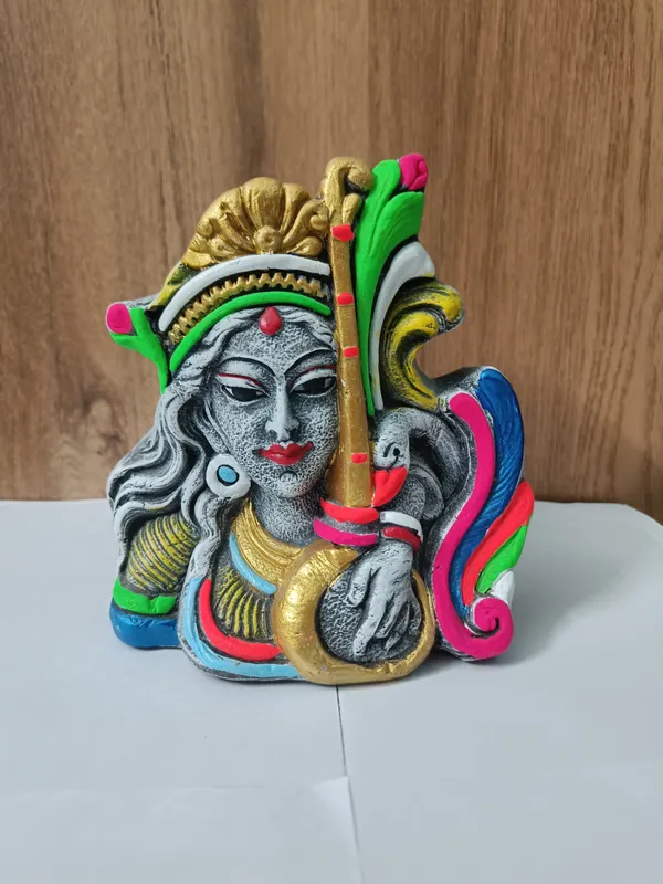 Handcrafted_Goddess_Saraswati_Decorative_Flower_Pot_/_Pen_Stand
