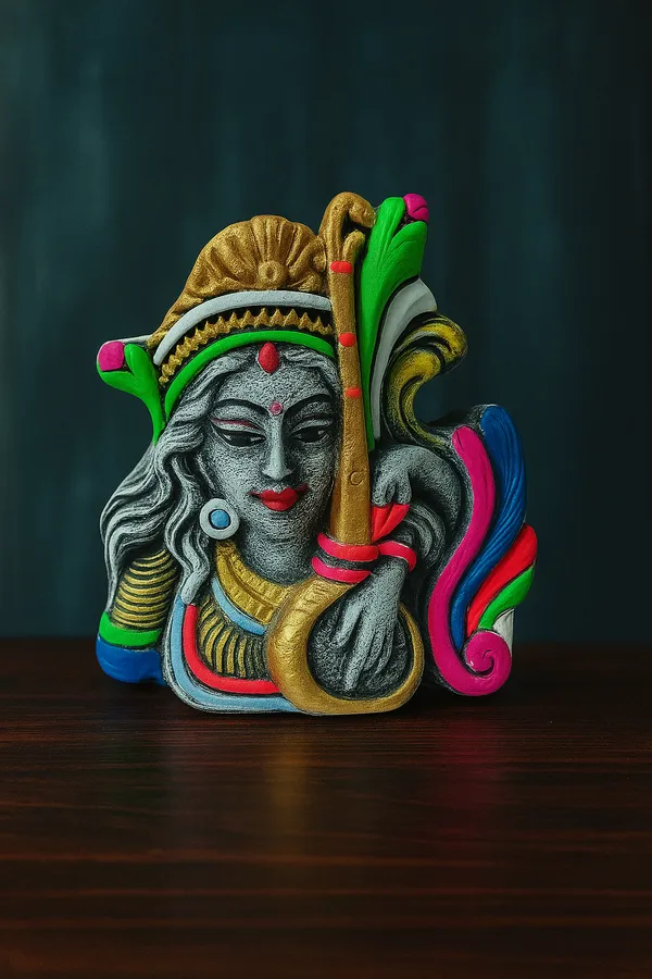 Handcrafted_Goddess_Saraswati_Decorative_Flower_Pot_/_Pen_Stand