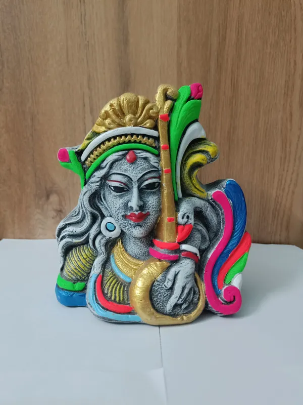 Handcrafted_Goddess_Saraswati_Decorative_Flower_Pot_/_Pen_Stand