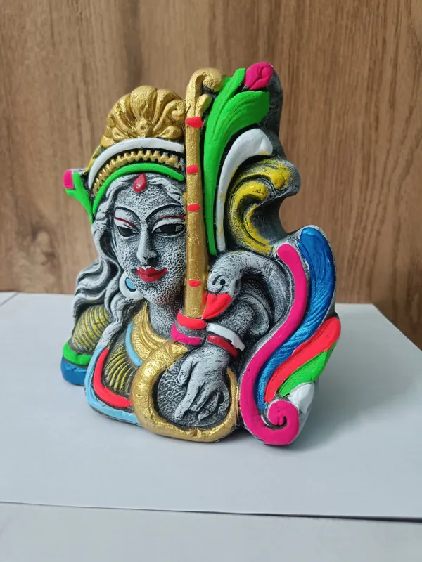 Handcrafted_Goddess_Saraswati_Decorative_Flower_Pot_/_Pen_Stand