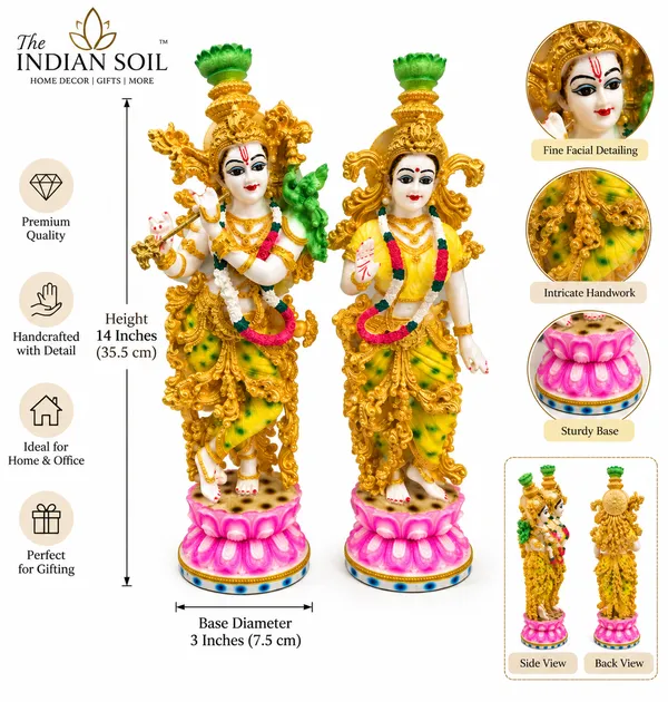 The_Indian_Soil_Radha_Krishna_Statue_Set_|_14_Inch_Handcrafted_Decorative_Idol_Pair_|_Premium_Gold_Finish_with_Pink_Lotus_Base_|_Home_Décor,_Pooja_Room,_Living_Room_&_Gifting