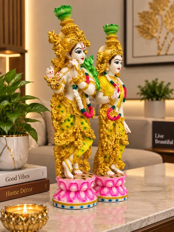 The_Indian_Soil_Radha_Krishna_Statue_Set_|_14_Inch_Handcrafted_Decorative_Idol_Pair_|_Premium_Gold_Finish_with_Pink_Lotus_Base_|_Home_Décor,_Pooja_Room,_Living_Room_&_Gifting