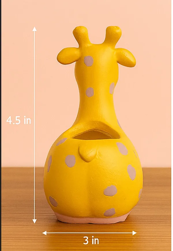 Yellow_And_Sky_Blue_Cute_Animal_Planters_Giraffe_&_Elephant_Resin_Decorative_Pots_For_Kids_Room,_Desk_&_Gifting_(Set_Of_2)
