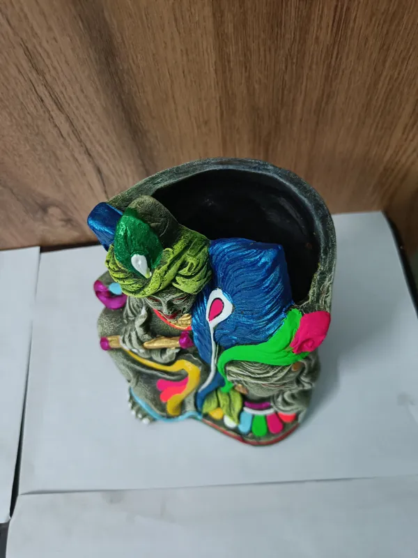 Handcrafted_Radha_Krishna_Decorative_Flower_Pot_/_Pen_Stand_(16cmx14cm)