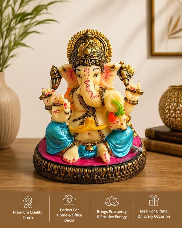 Handcrafted_Lord_Ganesha_Idol_(8''x6'')�??_Premium_Marble_Resin_Statue_for_Home_Décor,_Puja_&_Gifting_(Multicolor)