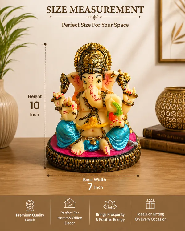 Handcrafted_Lord_Ganesha_Idol_(8''x6'')�??_Premium_Marble_Resin_Statue_for_Home_Décor,_Puja_&_Gifting_(Multicolor)
