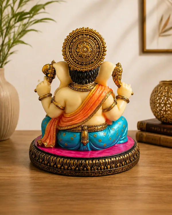 Handcrafted_Lord_Ganesha_Idol_(8''x6'')�??_Premium_Marble_Resin_Statue_for_Home_Décor,_Puja_&_Gifting_(Multicolor)