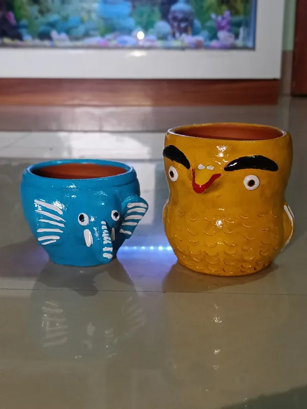 Blue_And_Yellow_Hand-Painted_Elephant_&_Owl_Planter_Cute_Animal_Pots_For_Indoor_Plants_&_Succulents_Kids_Room_&_Home_Decor_(Set_Of_2)