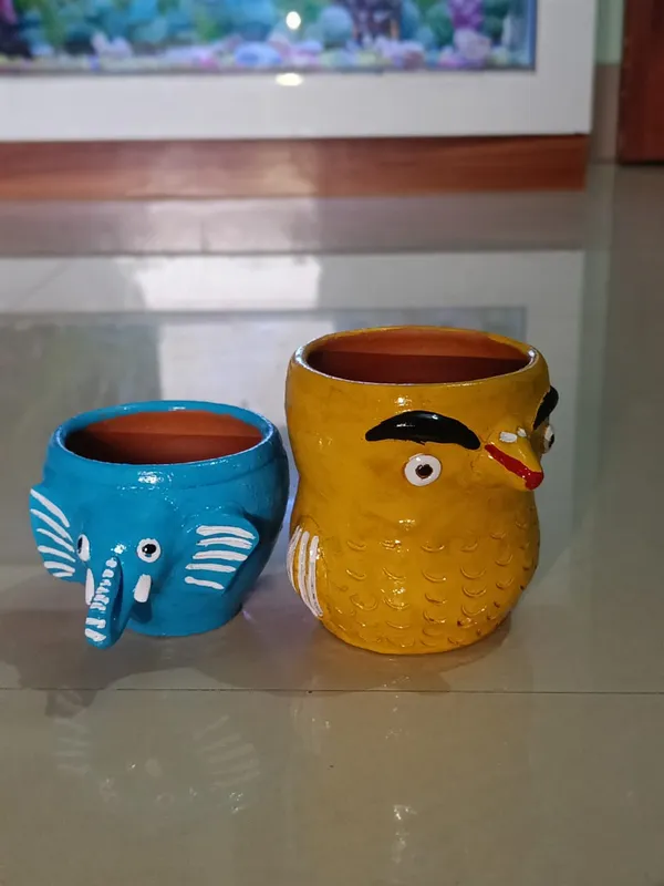 Blue_And_Yellow_Hand-Painted_Elephant_&_Owl_Planter_Cute_Animal_Pots_For_Indoor_Plants_&_Succulents_Kids_Room_&_Home_Decor_(Set_Of_2)