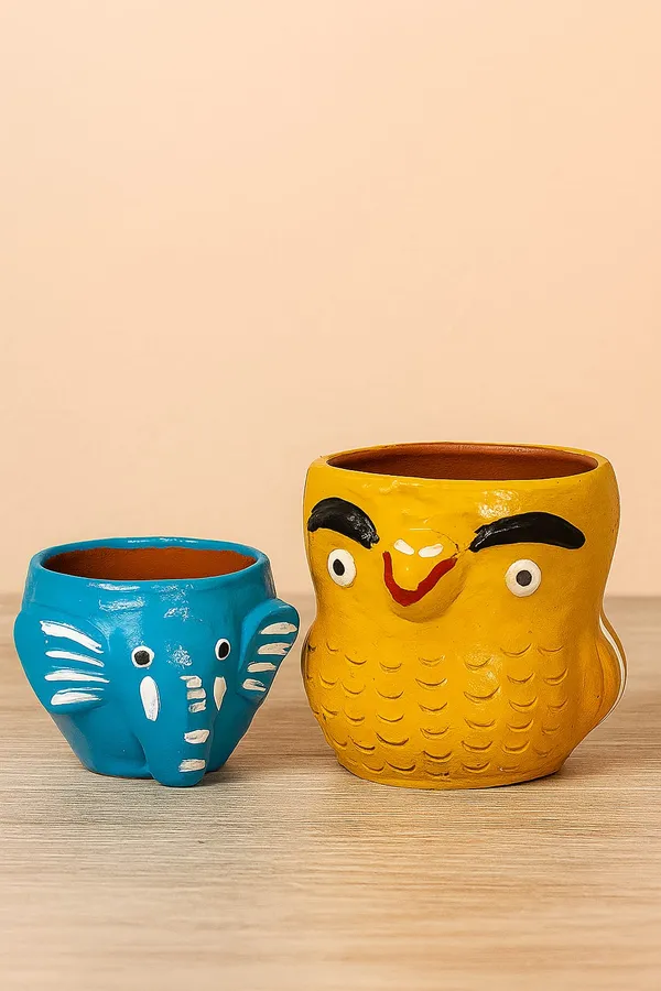 Blue_And_Yellow_Hand-Painted_Elephant_&_Owl_Planter_Cute_Animal_Pots_For_Indoor_Plants_&_Succulents_Kids_Room_&_Home_Decor_(Set_Of_2)