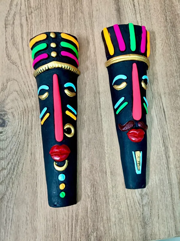 Handcrafted_Tribal_Wall_Masks(10''x2.5'')_�??_Set_of_2