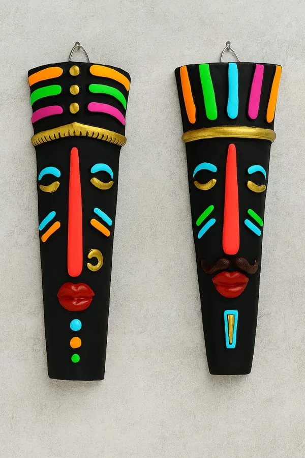 Handcrafted_Tribal_Wall_Masks(10''x2.5'')_�??_Set_of_2