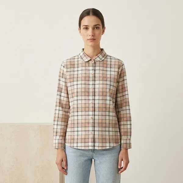 Brown_Cotton_Checked_Casual_Shirt_For_Women