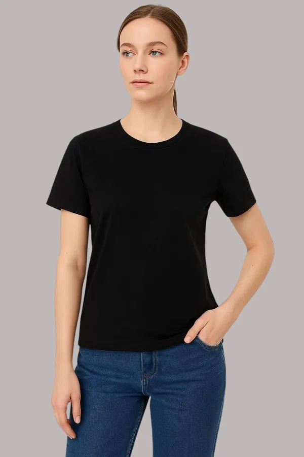 Black_Cotton_Cotton_Crew_Neck_T-Shirt_For_Women