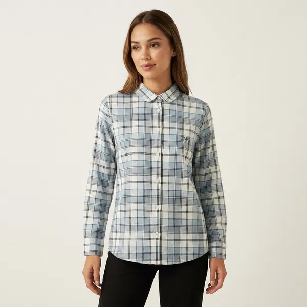 Blue_Cotton_Checked_Casual_Shirt_For_Women