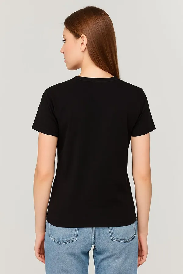 Black_Cotton_Cotton_Crew_Neck_T-Shirt_For_Women