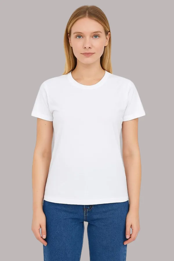 White_Cotton_Cotton_Crew_Neck_T-Shirt_For_Women