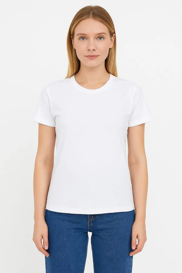 White_Cotton_Cotton_Crew_Neck_T-Shirt_For_Women