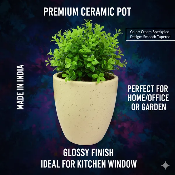 4.5_Inch_Ceramic_Planter_Pot_(Set_of_2)_with_Drainage_Hole_(Fade-Resistant)_-_Modern_Indoor_Pot_for_Succulents,_Snake_Plants,_&_Herbs_-_Decorative_Small_Cactus_Pot_for_Desk,_Shelf_&_Home_Decor_(Speckled_Pink_&_Lemon)-_Plant_Not_Included