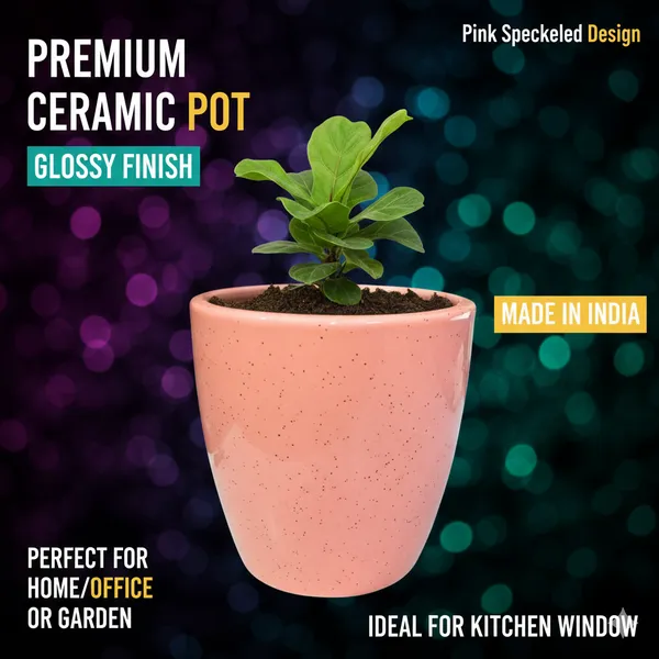 4.5_Inch_Ceramic_Planter_Pot_(Set_of_2)_with_Drainage_Hole_(Fade-Resistant)_-_Modern_Indoor_Pot_for_Succulents,_Snake_Plants,_&_Herbs_-_Decorative_Small_Cactus_Pot_for_Desk,_Shelf_&_Home_Decor_(Speckled_Pink_&_Lemon)-_Plant_Not_Included