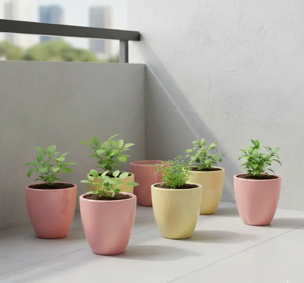 4.5_Inch_Ceramic_Planter_Pot_(Set_of_2)_with_Drainage_Hole_(Fade-Resistant)_-_Modern_Indoor_Pot_for_Succulents,_Snake_Plants,_&_Herbs_-_Decorative_Small_Cactus_Pot_for_Desk,_Shelf_&_Home_Decor_(Speckled_Pink_&_Lemon)-_Plant_Not_Included
