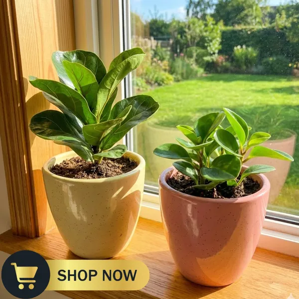 4.5_Inch_Ceramic_Planter_Pot_(Set_of_2)_with_Drainage_Hole_(Fade-Resistant)_-_Modern_Indoor_Pot_for_Succulents,_Snake_Plants,_&_Herbs_-_Decorative_Small_Cactus_Pot_for_Desk,_Shelf_&_Home_Decor_(Speckled_Pink_&_Lemon)-_Plant_Not_Included