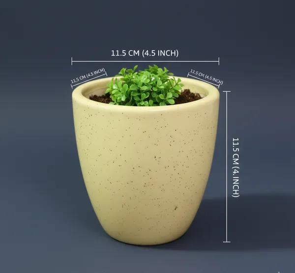 4.5_Inch_Ceramic_Planter_Pot_with_Drainage_Hole_(Fade-Resistant)_-_Modern_Indoor_Pot_for_Succulents,_Snake_Plants,_&_Herbs_-_Decorative_Small_Cactus_Pot_for_Desk,_Shelf_&_Home_Decor_(Speckled_Lemon)_-_Plant_Not_Included)