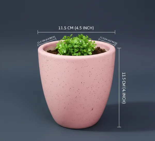 4.5_Inch_Ceramic_Planter_Pot_with_Drainage_Hole_(Fade-Resistant)_-_Modern_Indoor_Pot_for_Succulents,_Snake_Plants,_&_Herbs_-_Decorative_Small_Cactus_Pot_for_Desk,_Shelf_&_Home_Decor_(Speckled_Pink)-_Plant_Not_Included