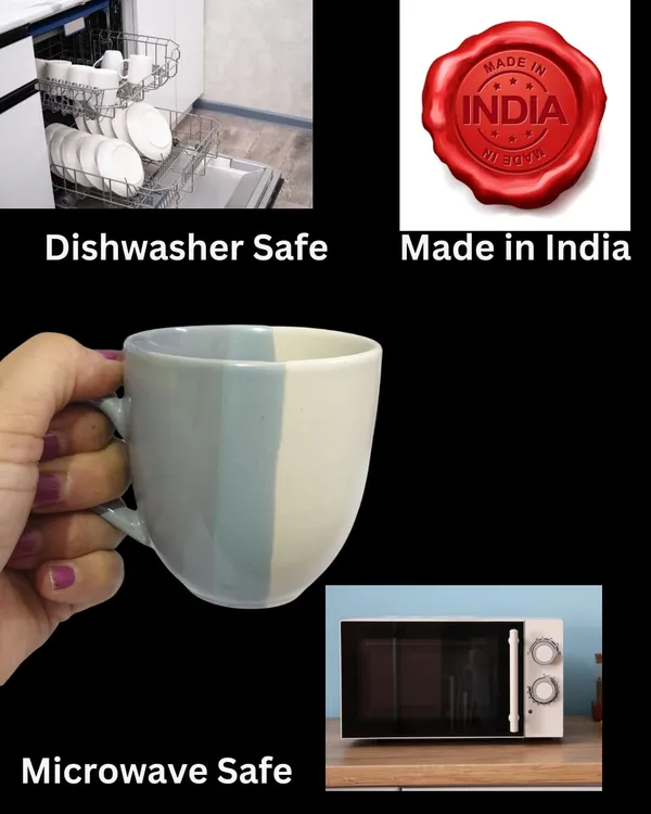 Brills_Ceramic_Tea/Coffee_Mug_-_200_ml_Tea_Cup_with_Handle_-_Modern_Dual_Color_Block_Design_(Grey/White)_-_Microwave_and_Dishwasher_Safe_-_(Set_of_2)