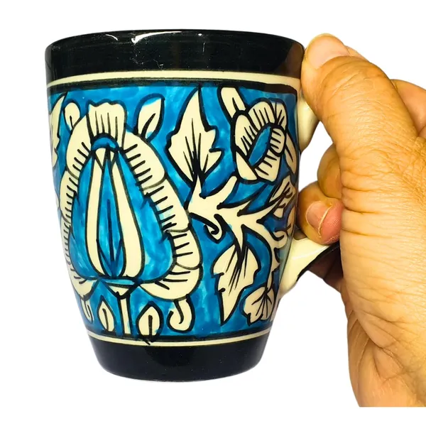 Sky_Blue_&_Black_Floral_Mughal_Art_Handcarfted_Ceramic_Tea/_Coffee_Mug_(250_Ml)