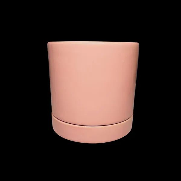 Pink_Beautiful_Ceramic_Tube_Shape_Planter_With_Plate_(Plant_Not_Included)