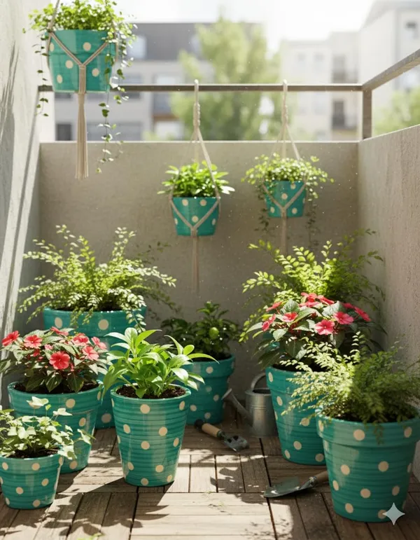 Handcrafted_Ceramic_Pot_for_Plants_�_Polka_Dot_Design_|_Made_in_India_|_Strong,_Chip-Resistant,_Color-Fade_Proof_|_Indoor_&_Outdoor_Flower_Planter_|_Easy_to_Clean-_Turquoise_(Plant_Not_Included)