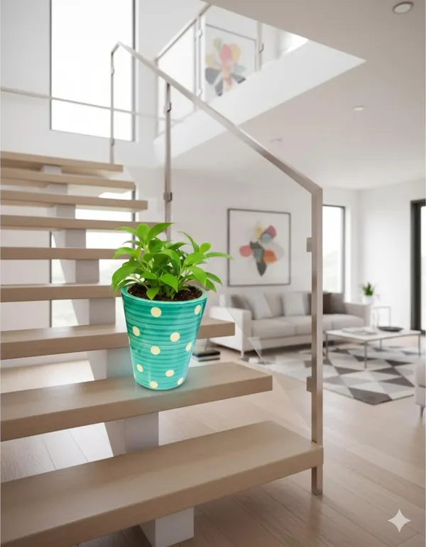 Handcrafted_Ceramic_Pot_for_Plants_�_Polka_Dot_Design_|_Made_in_India_|_Strong,_Chip-Resistant,_Color-Fade_Proof_|_Indoor_&_Outdoor_Flower_Planter_|_Easy_to_Clean-_Turquoise_(Plant_Not_Included)