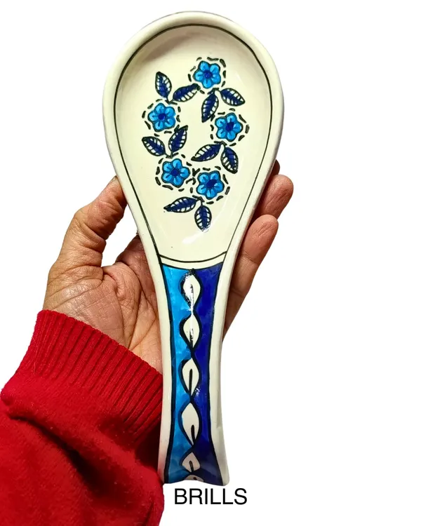 Blue_Ceramic_Serving_Spoon_Rest_Cum_Spatula_Holder_For_Kitchen_Counter_Top/_Dinning_Table_(25_Cm)