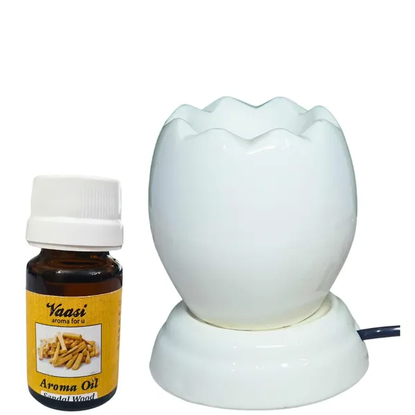 White_Elegant_Electric_Aroma_Oil_Burner/Diffuser_For_Home_Fragrance_&_Aromatherapy_(Free_Aroma_Oil)_(10L_X_10W_X_12H_Cm)